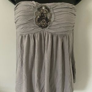 Gray Venus with jewels strapless flowy top size small